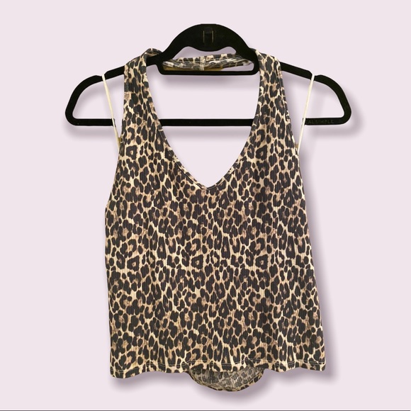 Cheetah print halter crop top - Picture 1 of 4